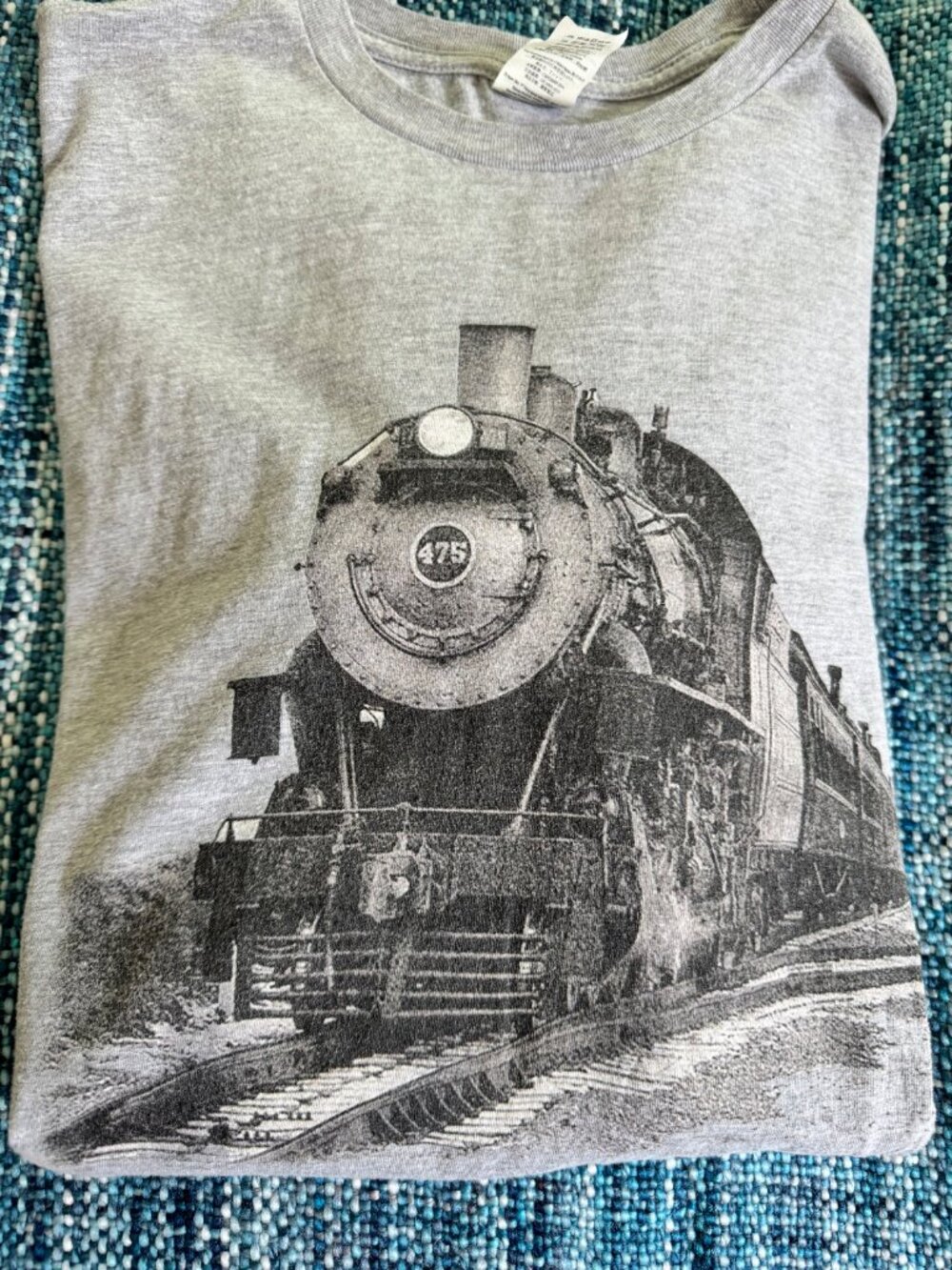 Mens Vintage Locomotive Steam Train Graphic T Shirt XL